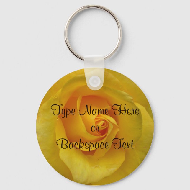 Rose Key Chains Personalised Yellow Rose Keychain (Front)