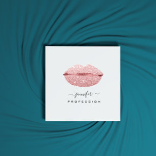 Rose KISS LIPS Makeup Artist White Social Media Square Business Card