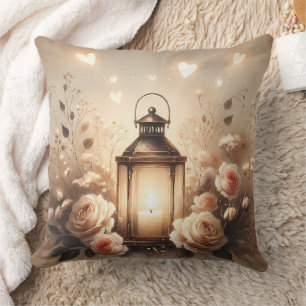Rose Lantern Glow Bouquet Cushion