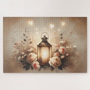 Rose Lantern Glow Bouquet Jigsaw Puzzle