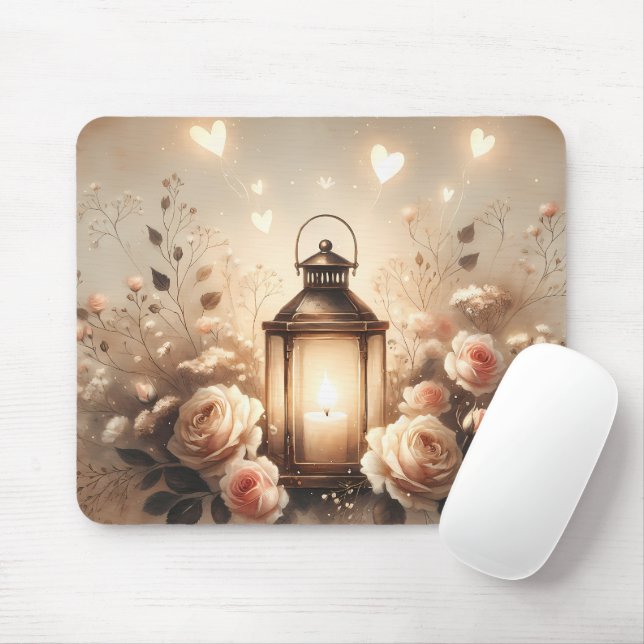 Rose Lantern Glow Bouquet Mouse Pad (With Mouse)