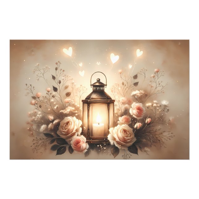 Rose Lantern Glow Bouquet Photo Print (Front)