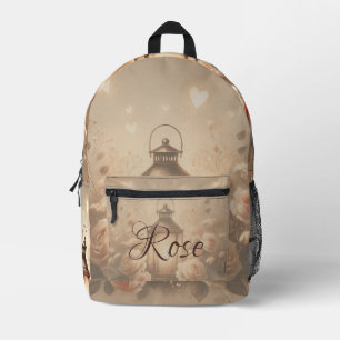 Rose Lantern Glow Bouquet Printed Backpack