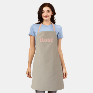 "Rose" light pink letters beige tan Apron
