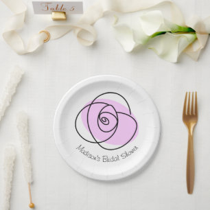 Rose Lilac Bridal Shower round Paper Plate