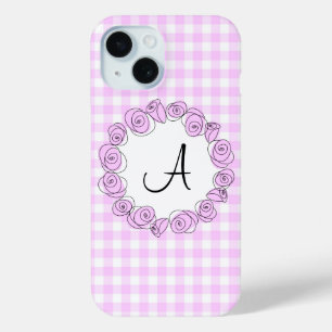 Rose Lilac Check Monogram iPhone case vertical