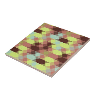 rose, lime, yellow and coffee bean geometric ceramic tile