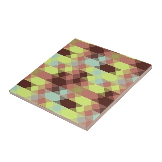 rose, lime, yellow and coffee bean geometric ceramic tile (Side)