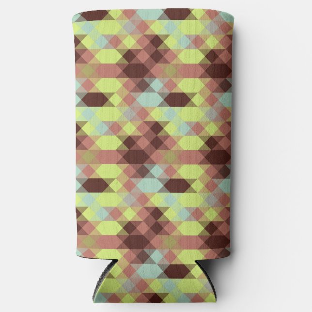 rose, lime, yellow and coffee bean geometric seltzer can cooler (Front)