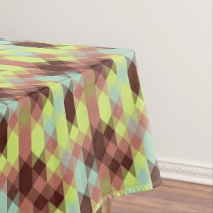 rose, lime, yellow and coffee bean geometric tablecloth
