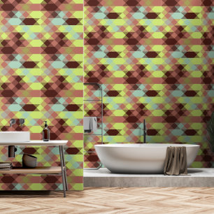 rose, lime, yellow and coffee bean geometric wallpaper