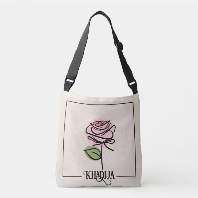 Rose Line Art Crossbody Bag (Front)