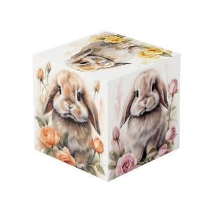 Rose Lop Eared Bunny Rabbits  Cube