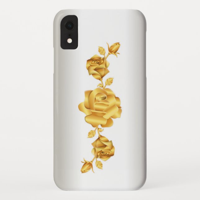 Rose Lovers Design   Gold on Silver Case-Mate iPhone Case (Back)