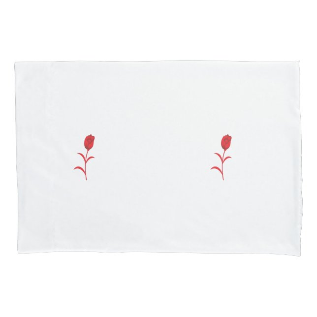 Rose Madder, Lava Red, floral Design Pillowcase (Front)