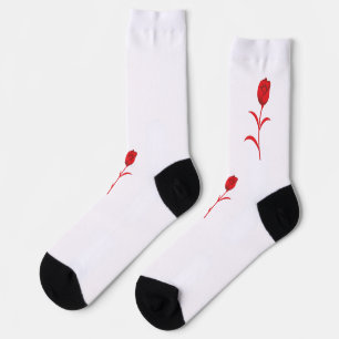 Rose Madder, Lava Red, floral Design Socks