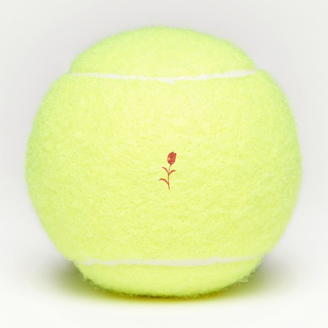 Rose Madder, Lava Red, floral Design Tennis Balls (Front)