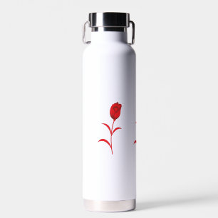 Rose Madder, Lava Red, floral Design Water Bottle
