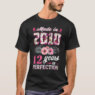 Rose Made In 2010 12th Birthday Girl 12 Year Of Pe T-Shirt
