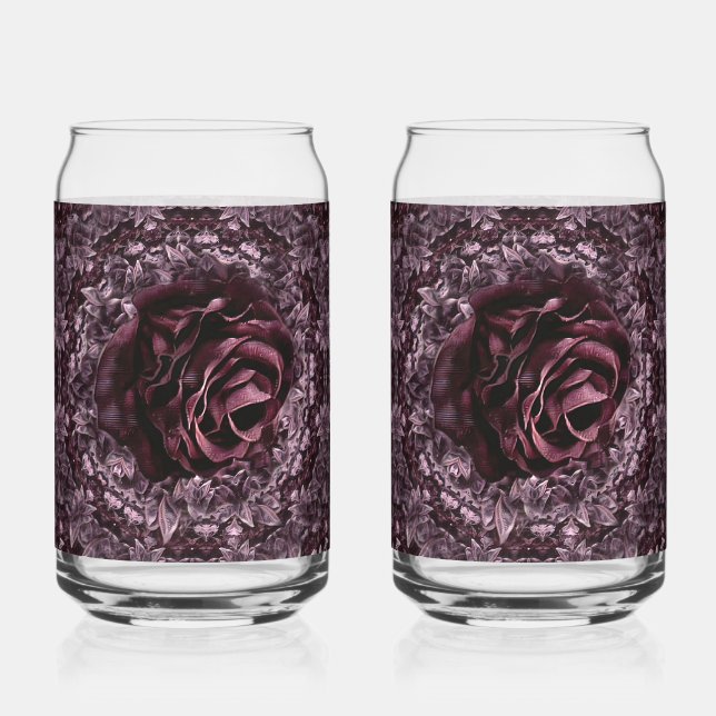 Rose Mandala  Can Glass (Front)