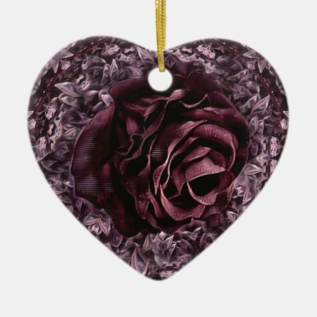 Rose Mandala  Ceramic Ornament (Front)