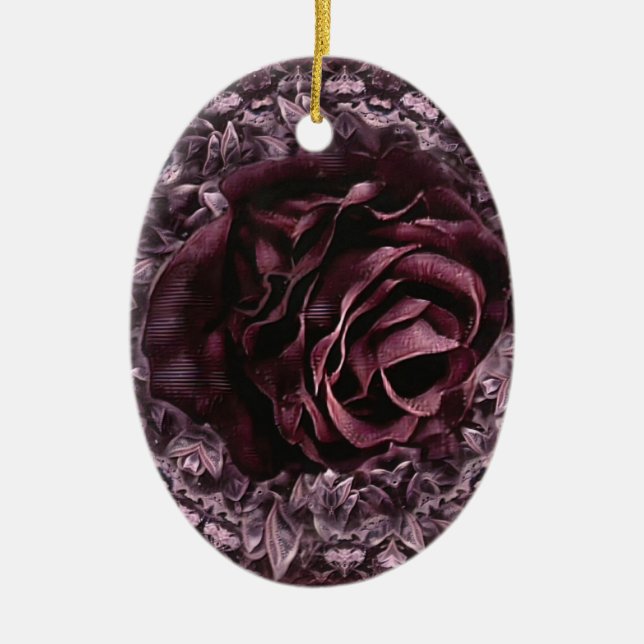 Rose Mandala  Ceramic Ornament (Front)