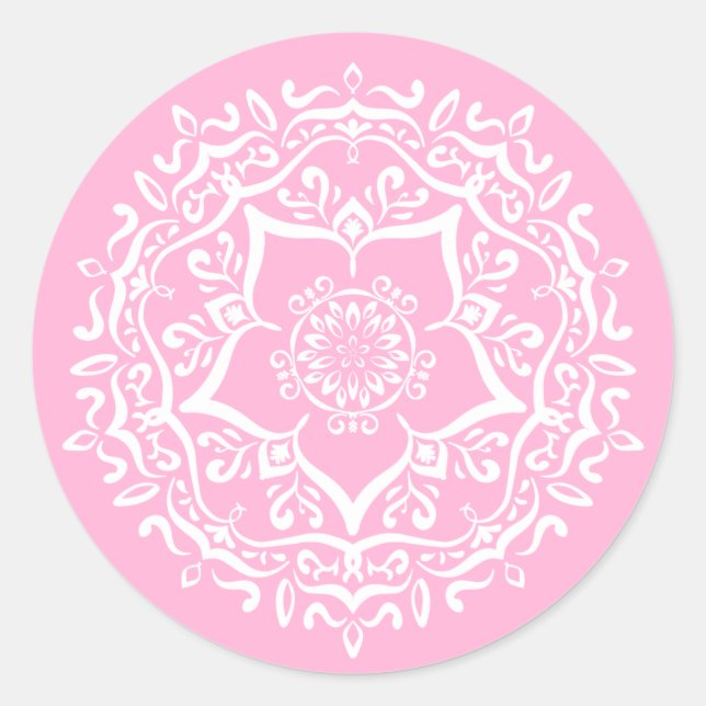 Rose Mandala Classic Round Sticker (Front)