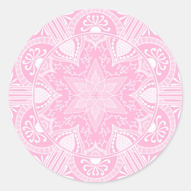 Rose Mandala Classic Round Sticker (Front)