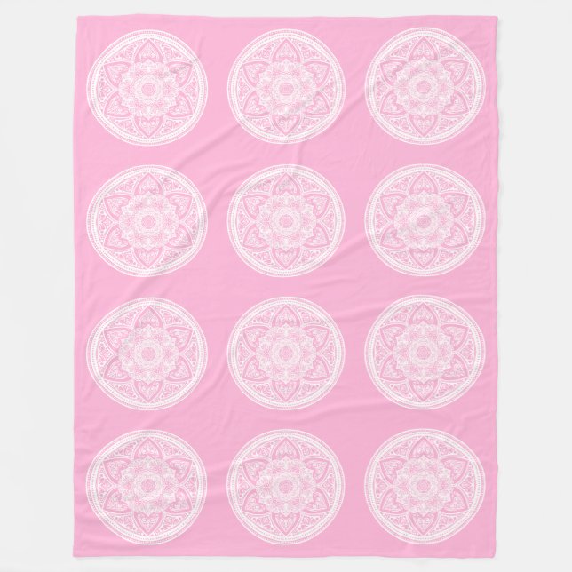 Rose Mandala Fleece Blanket (Front)
