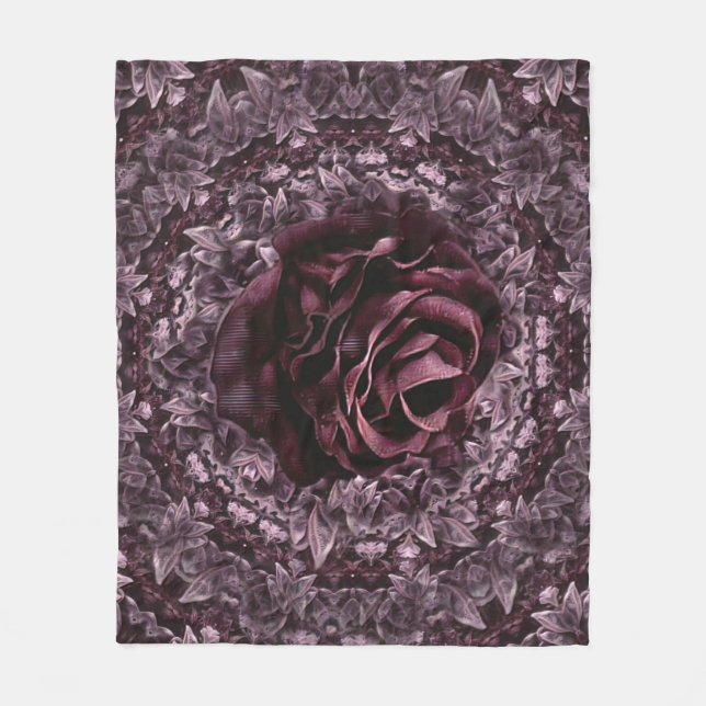 Rose Mandala  Fleece Blanket (Front)