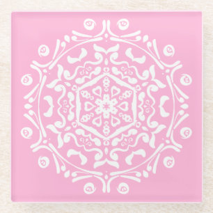 Rose Mandala Glass Coaster