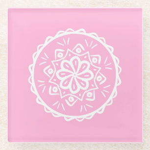 Rose Mandala Glass Coaster