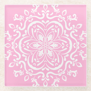 Rose Mandala Glass Coaster