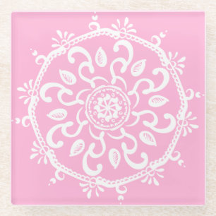 Rose Mandala Glass Coaster
