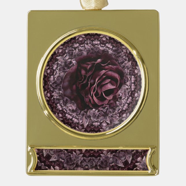 Rose Mandala  Gold Plated Banner Ornament (Front)