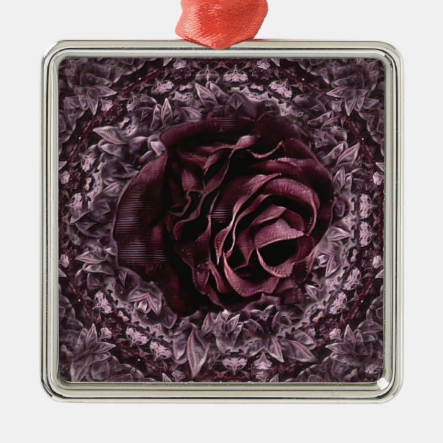 Rose Mandala  Metal Ornament (Front)