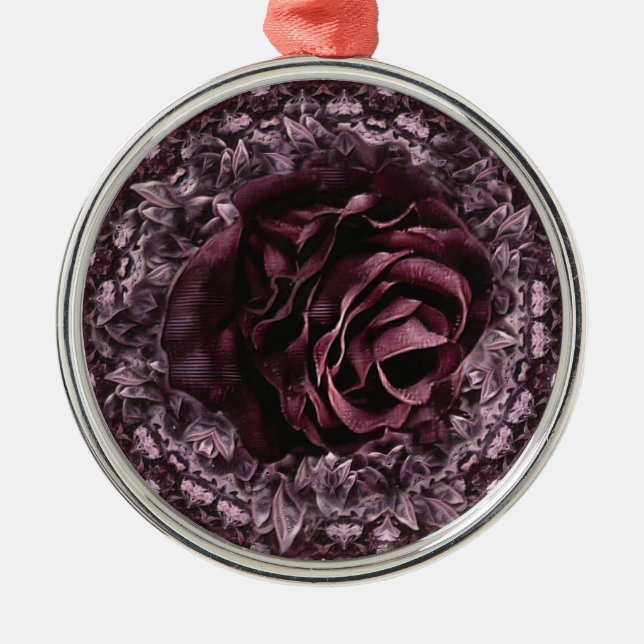 Rose Mandala  Metal Ornament (Front)