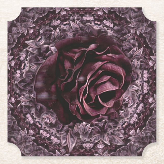 Rose Mandala  Paper Coaster (Front)