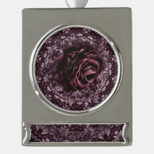 Rose Mandala  Silver Plated Banner Ornament