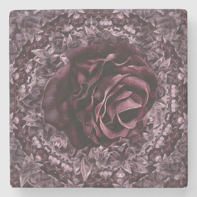 Rose Mandala  Stone Coaster (Front)