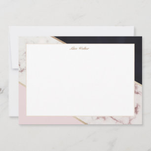 rose marble elegant geometric monogram card