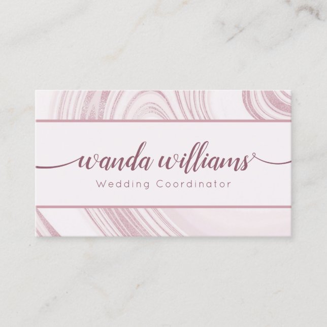 Rose Marble Handwritten Calligraphy Business Card (Front)