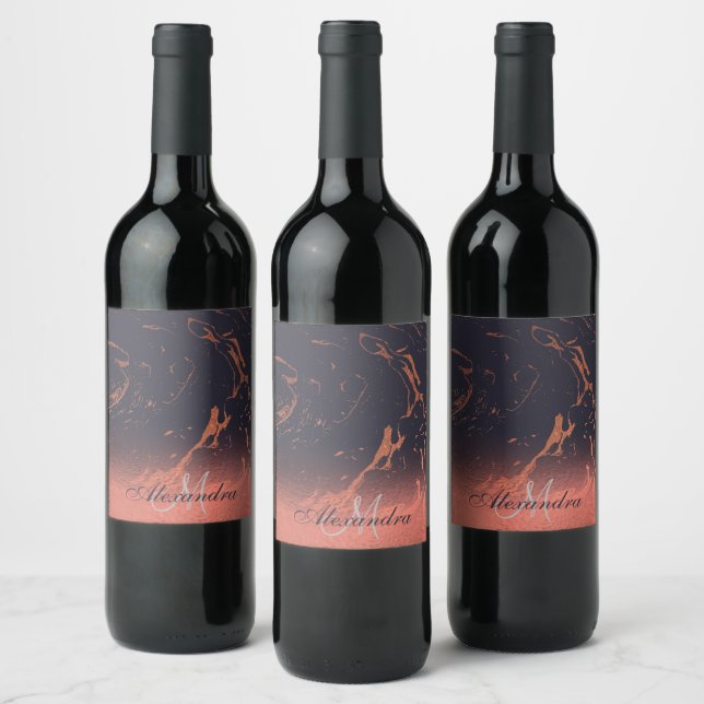 Rose Marble Texture Wine Label (Bottles)