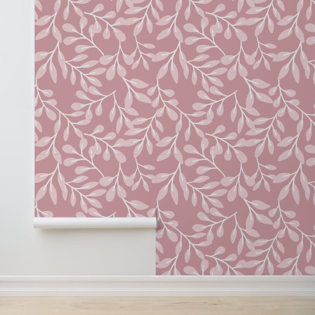 Rose Mauve Leafy Design Wallpaper (Application)