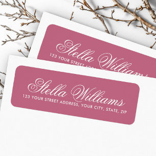 Rose mauve romantic calligraphy script return address label