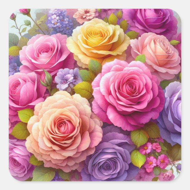 Rose Medley Square Sticker (Front)