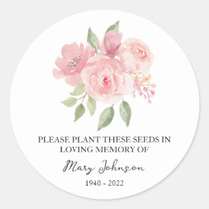 Rose Memorial Funeral Seed Packet Classic Round Sticker