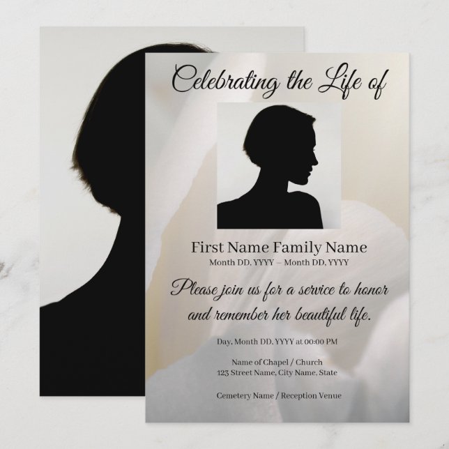 Rose memorial invitation (Front/Back)