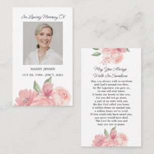 Rose Memorial Photo Funeral Prayer Card