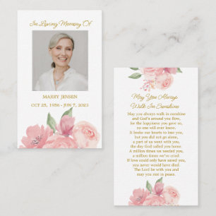Rose Memorial Photo Funeral Prayer Card